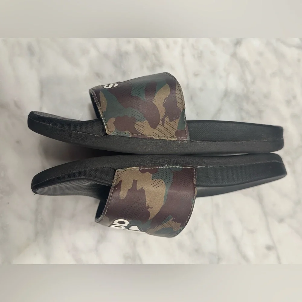 Adidas Camouflage 13K Black Slides Sandals boys kids size 13 camo slip on shoes